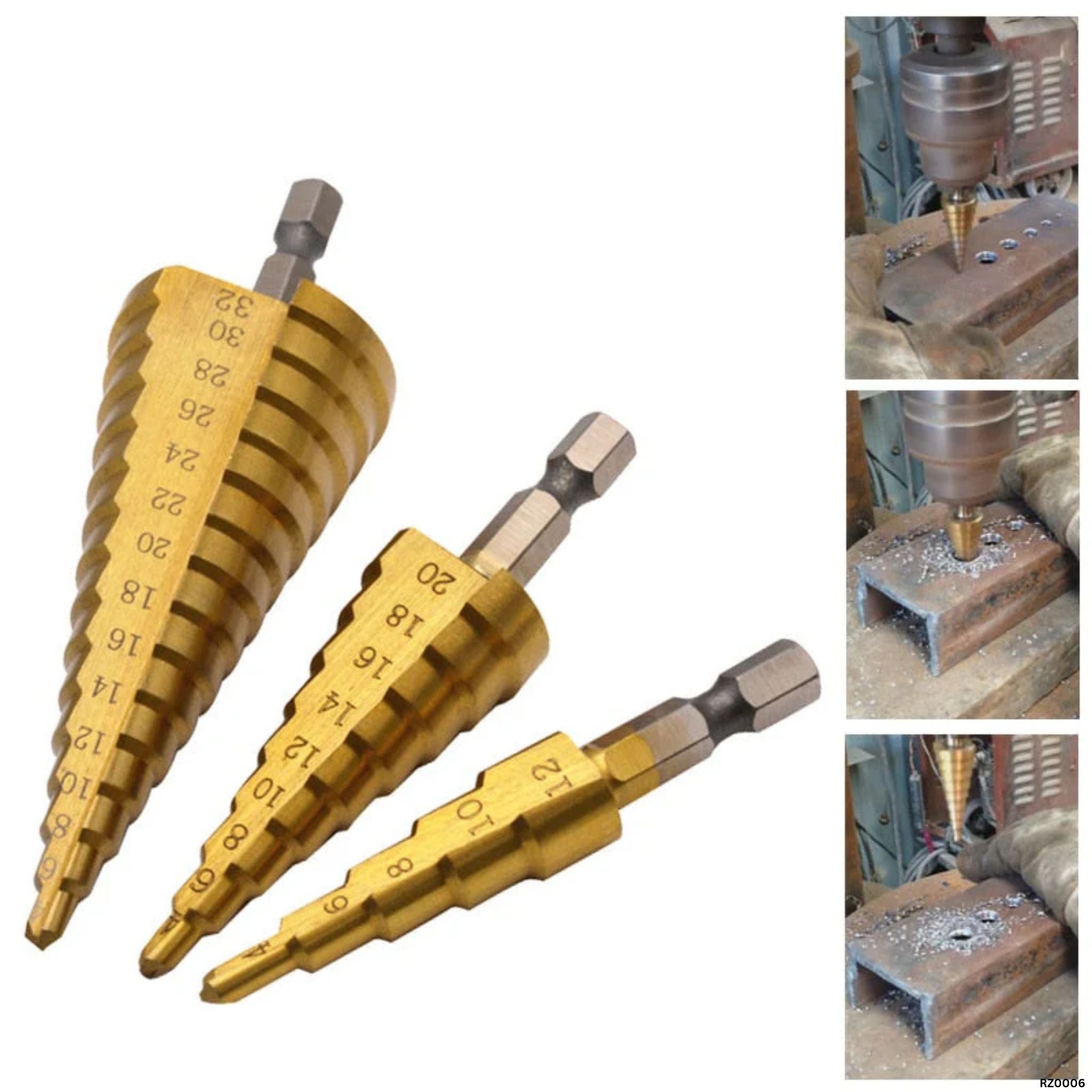 Set de brocas escalonadas step drill titanio RZ0006 