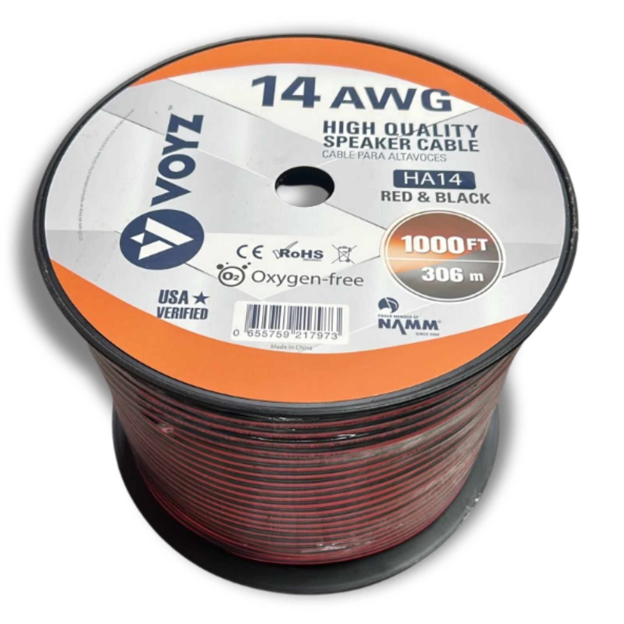 Cable para bocinas calibre 14 VOYZ HA14 rojo y negro 