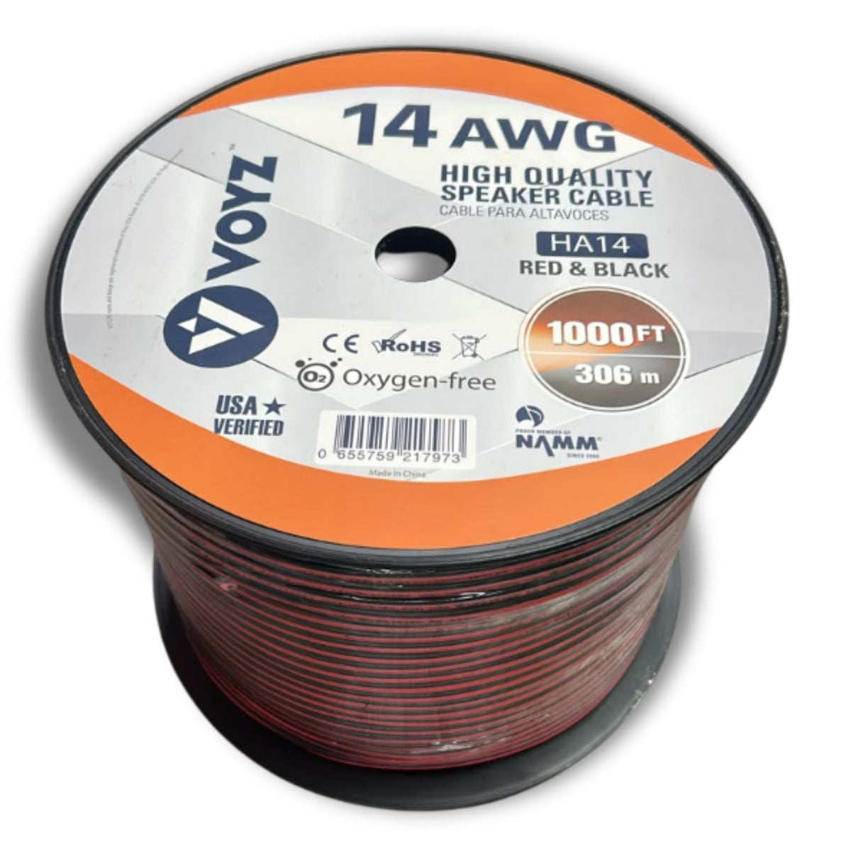 Cable para bocinas calibre 14 VOYZ HA14 rojo y negro 