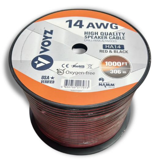 Cable para bocinas calibre 14 VOYZ HA14 rojo y negro 