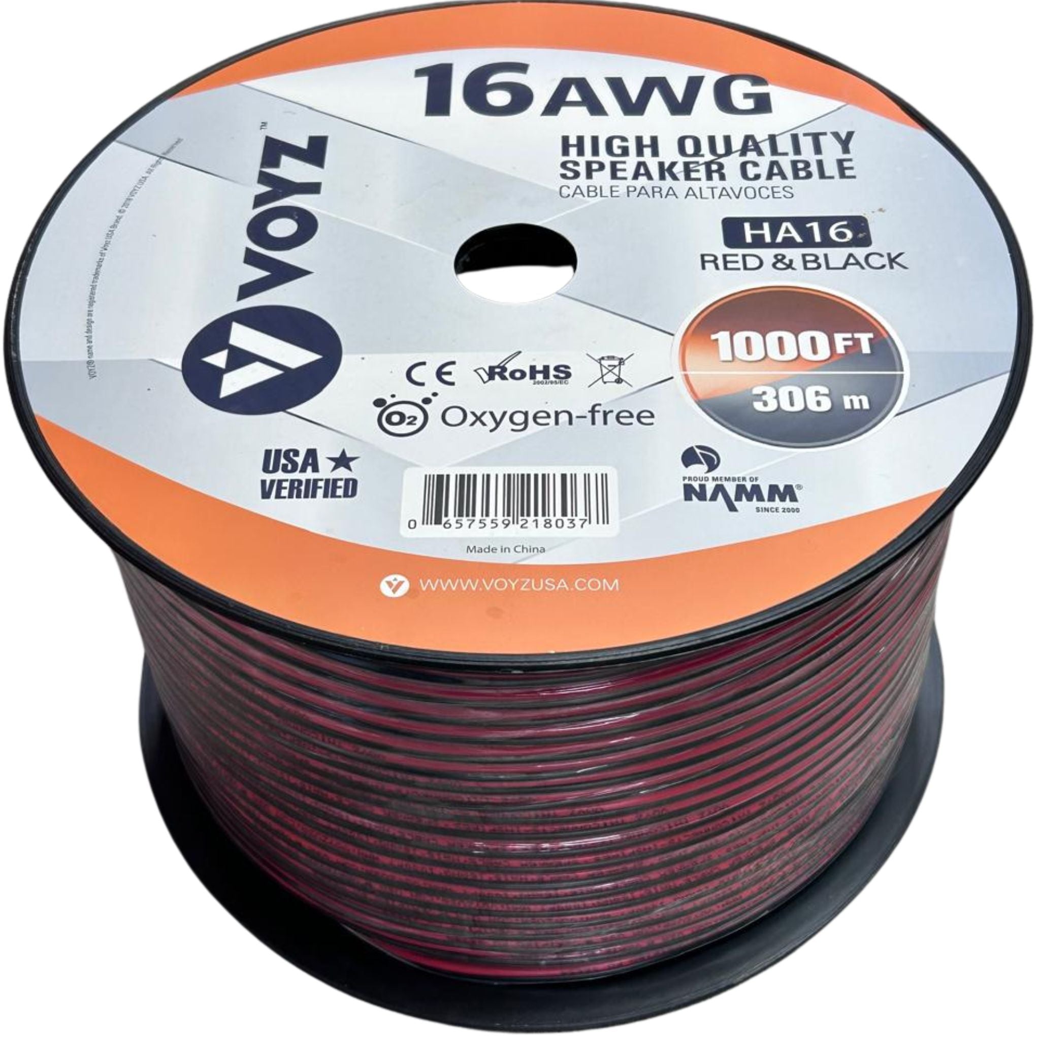 Cable para bocinas calibre 16 VOYZ HA16 rojo y negro 
