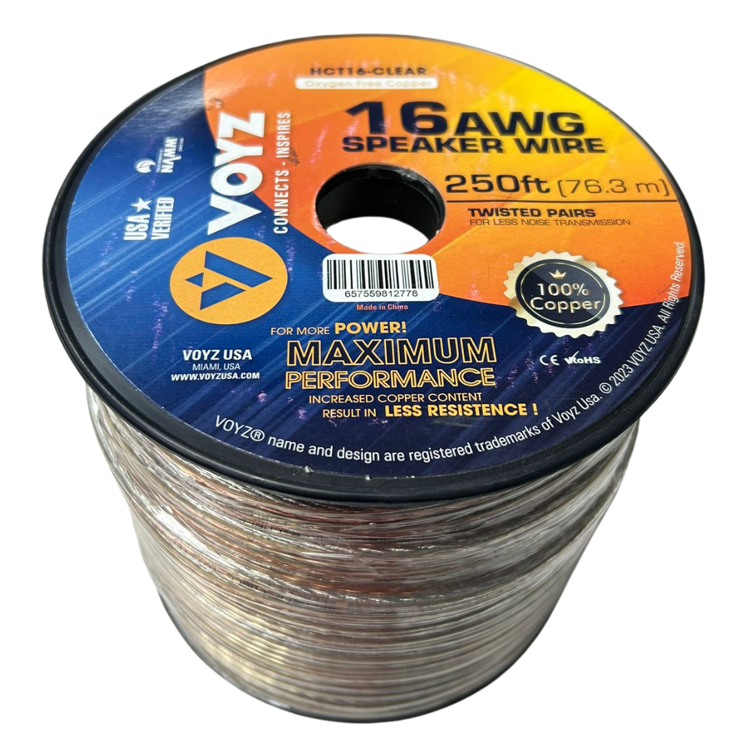 Cable para bocinas premium VOYZ HCT16-CLEAR OFC calibre 16 