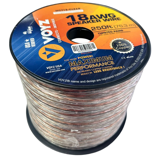 Cable para bocinas premium VOYZ HCT18-CLEAR OFC calibre 18 