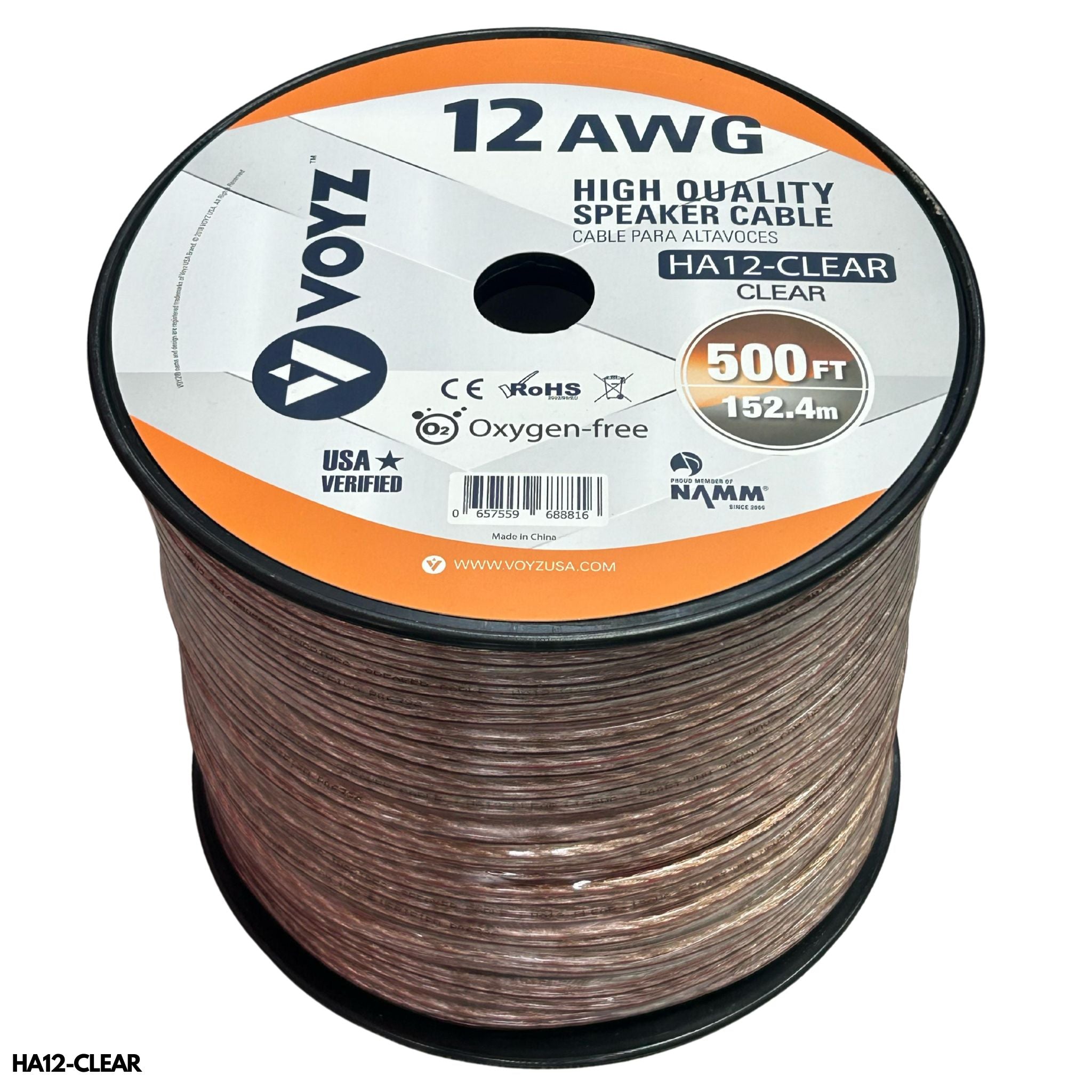 Cable para bocinas transparente VOYZ HA12-CLEAR calibre 12 