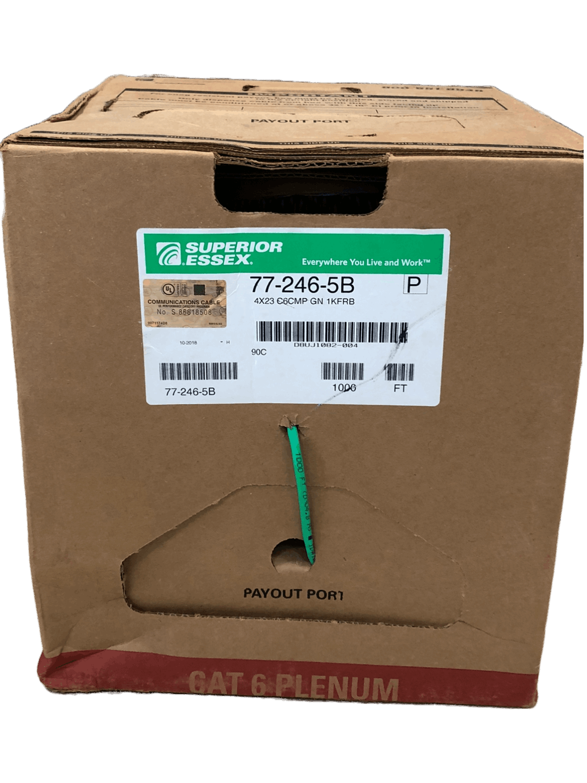 Cable CAT6 Plenum 23AWG, color verde, 1000 pies - LA CASA DEL TELEFONO