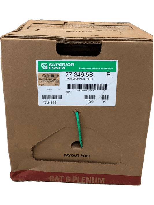 Cable CAT6 Plenum 23AWG, color verde, 1000 pies - LA CASA DEL TELEFONO