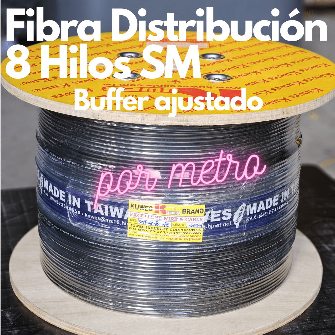Cable de 8 fibras ópticas SM de buffer estrecho interior exterior, por metro Kuwes SMF28-8C-PE - LA CASA DEL TELEFONO