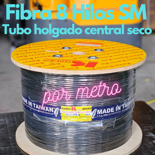 Cable de 8 fibras ópticas SM impermeable uso exterior, por metro Kuwes KDCLT-SM-8C-PE - LA CASA DEL TELEFONO