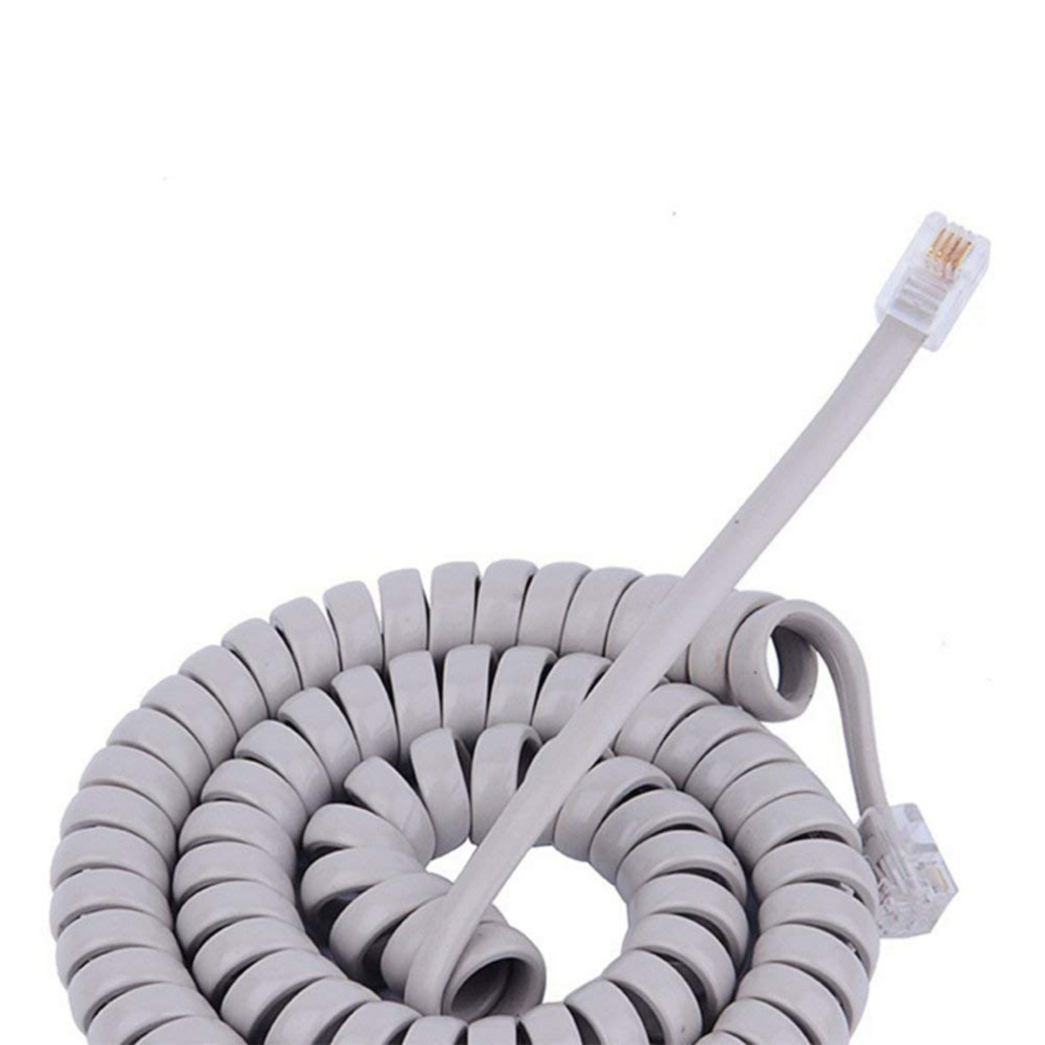 Cable espiral auricular telefónico 4P4C gris para teléfono fijo CPTCU44U44-02