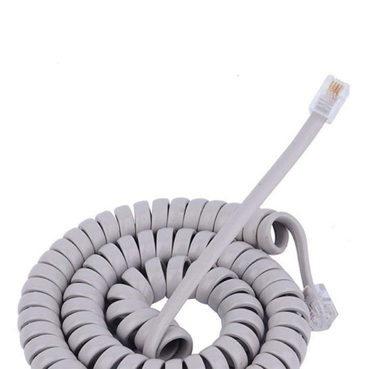 Cable espiral auricular telefónico 4P4C gris para teléfono fijo CPTCU44U44-02