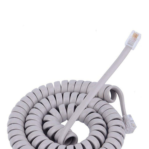 Cable espiral auricular telefónico 4P4C gris para teléfono fijo CPTCU44U44-02