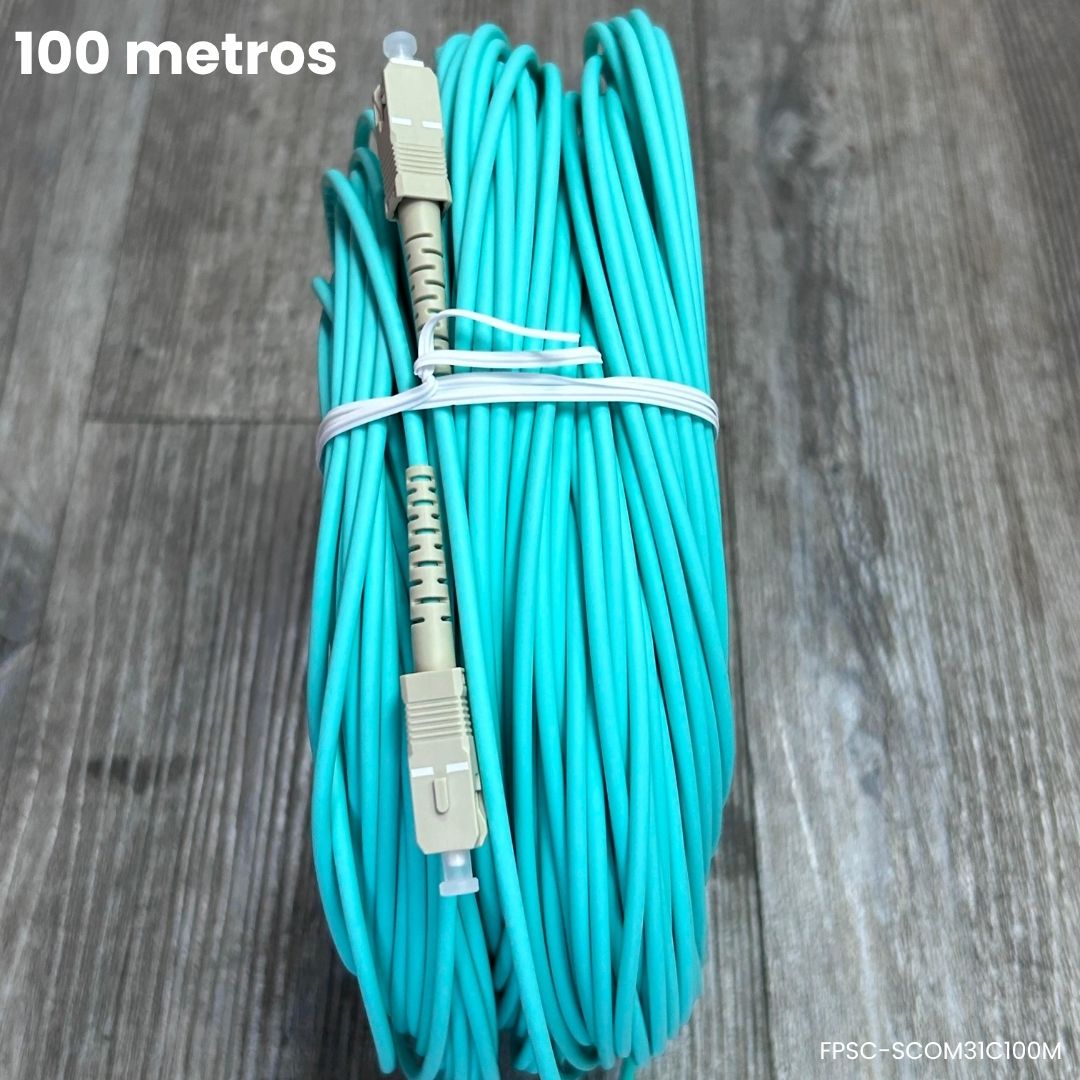 Cable patch cord fibra óptica OM3 SC a SC 100M para redes 10Gbps LSZH