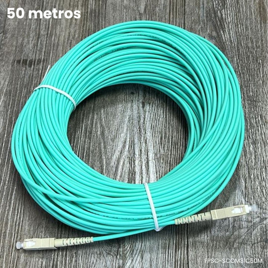 Cable patch cord fibra óptica OM3 SC a SC 50M para redes 10Gbps LSZH 