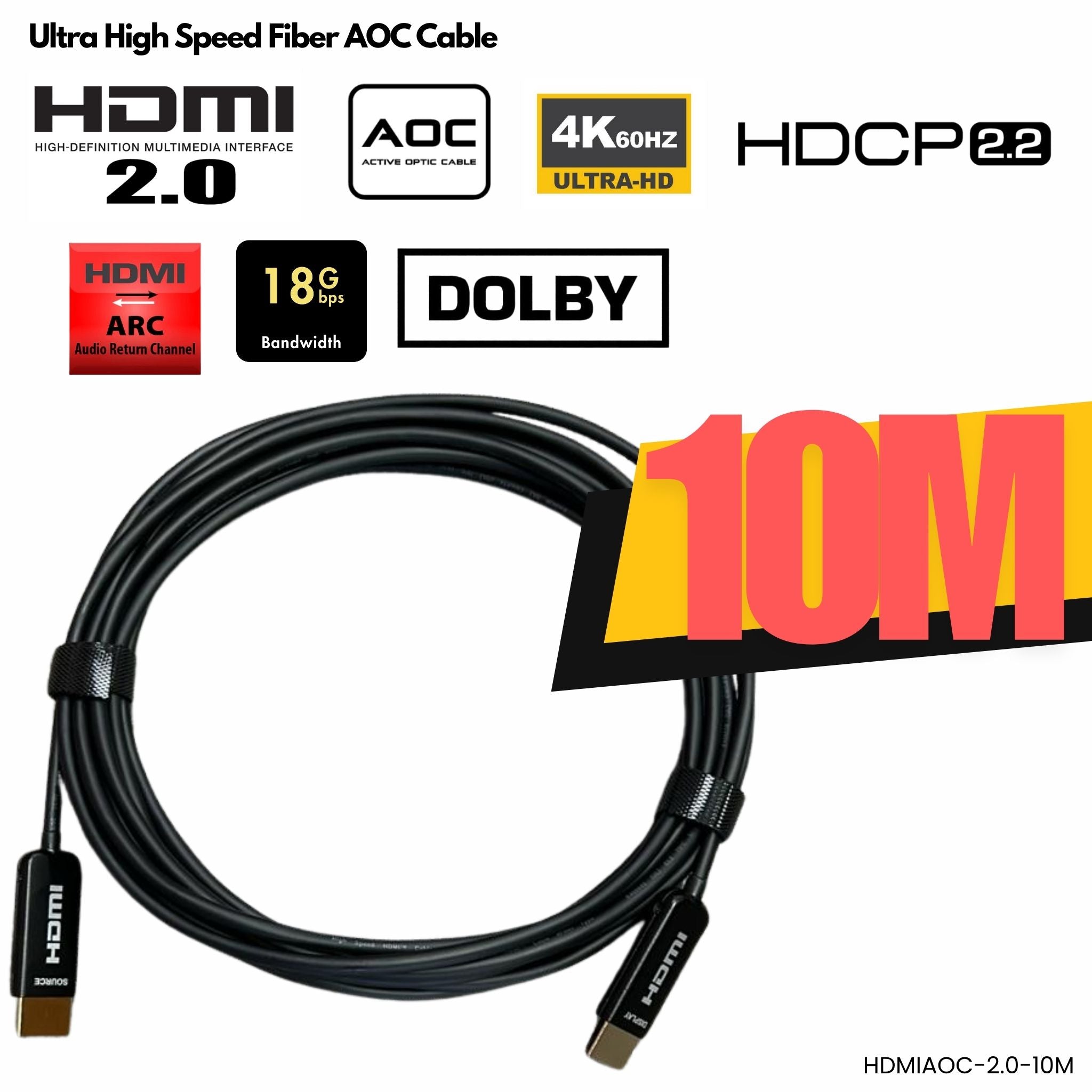 Cable HDMI Fibra Óptica AOC 4K 60Hz 10 metros KUWES HDMIAOC para sala y oficina 