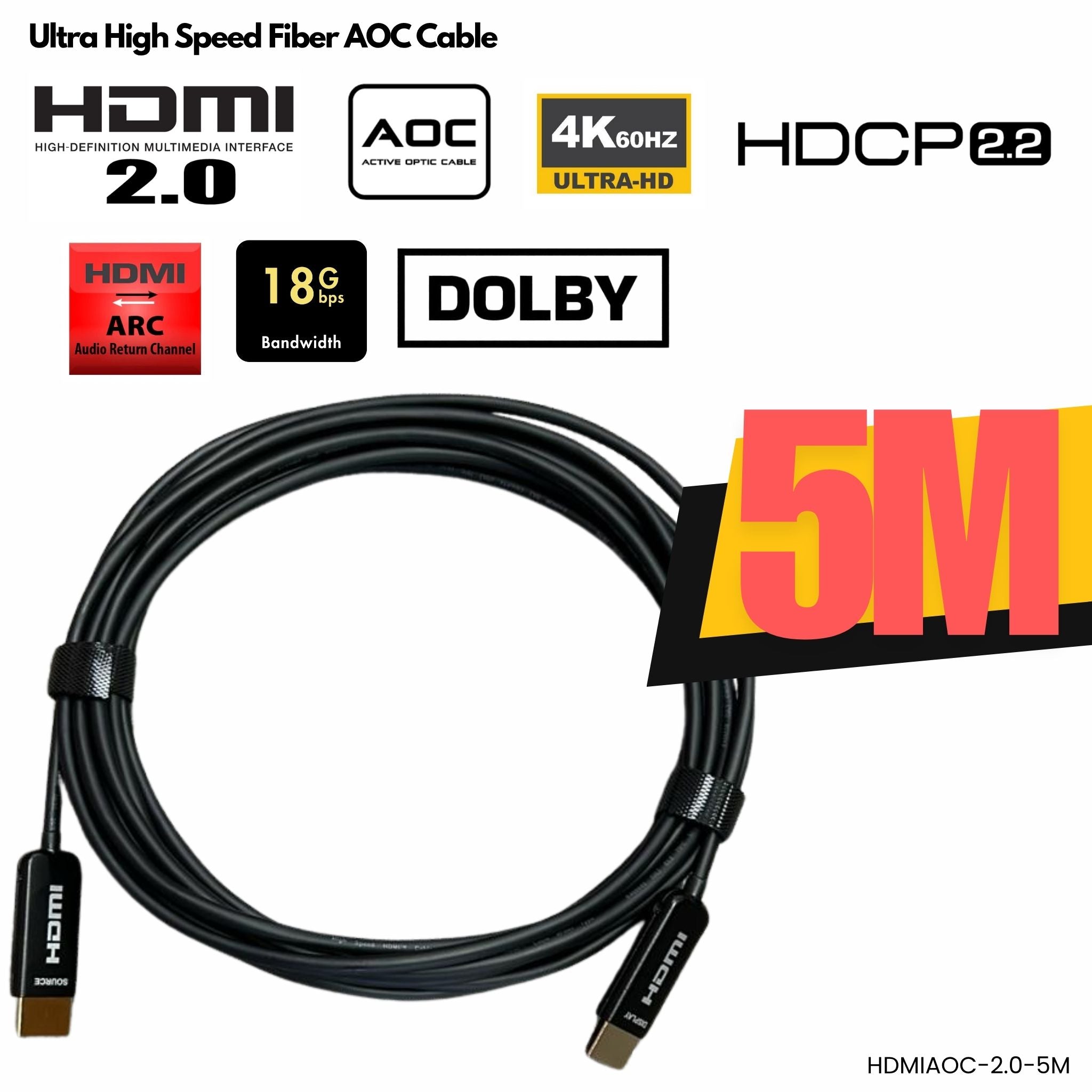 Cable HDMI Fibra Óptica AOC 4K 60Hz 5 metros KUWES HDMIAOC para TV y proyector 