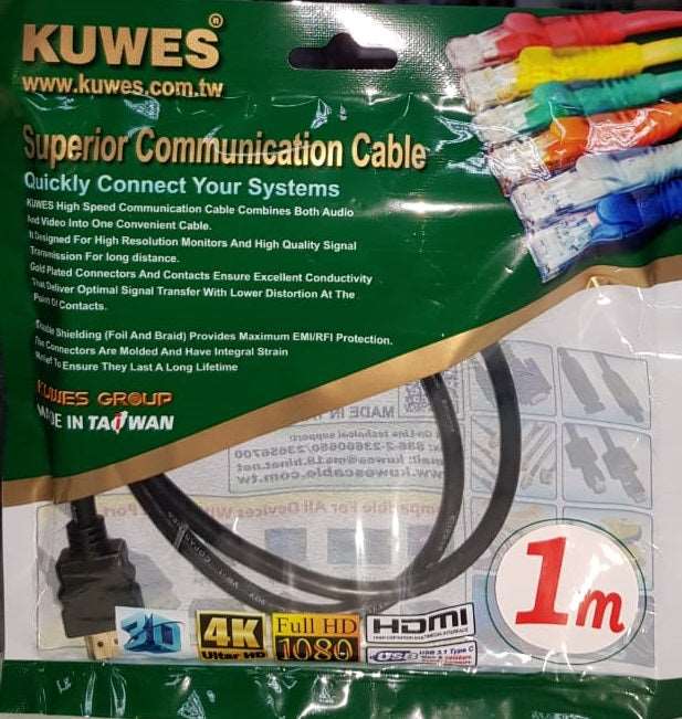 Cable HDMI ultra HD 4K de 1 Metro de longitud – Kuwes HDMI-01A-1.0 - LA CASA DEL TELEFONO