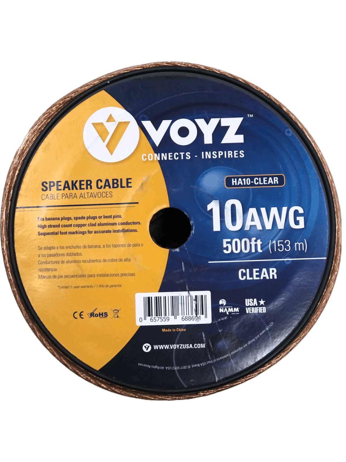 Cable para bocinas 10AWG chaqueta transparente rollo con 500 pies - LA CASA DEL TELEFONO