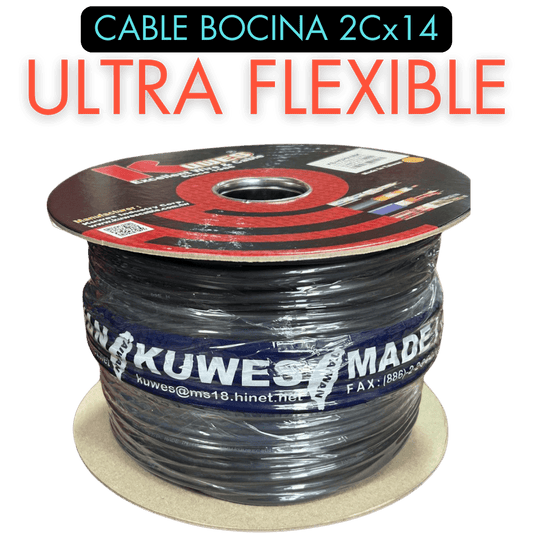 Cable para bocinas ultra flexible 14AWG Cobre, 100 metros Kuwes KS-HCP620BK - LA CASA DEL TELEFONO