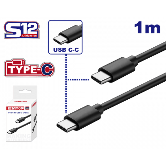 Cable para cargador USB-C de 1M de longitud Emtop EUCC02 - LA CASA DEL TELEFONO