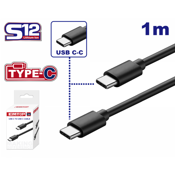 Cable para cargador USB-C de 1M de longitud Emtop EUCC02 - LA CASA DEL TELEFONO