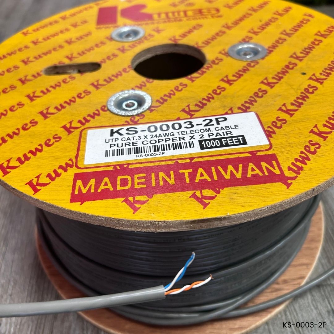 Cable telefónico UTP Cat3 24AWG 2 pares cobre puro Kuwes KS-0003-2P telefonía 