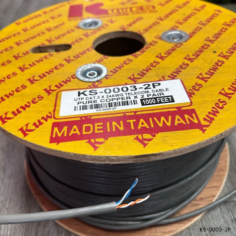 Cable telefónico UTP Cat3 24AWG 2 pares cobre puro Kuwes KS-0003-2P telefonía 