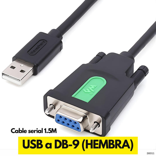 Cable USB a RS232 DB9 hembra FTDI FT232RL de 1.5 metros para control industrial en Panamá 
