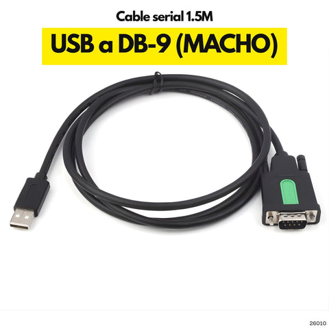 Cable USB a RS232 DB9 macho FTDI FT232RL de 1.5 metros para control industrial en Panamá 