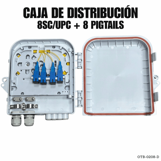 Caja de distribución de fibra óptica 8 fibras SC/UPC uso en exterior - LA CASA DEL TELEFONO