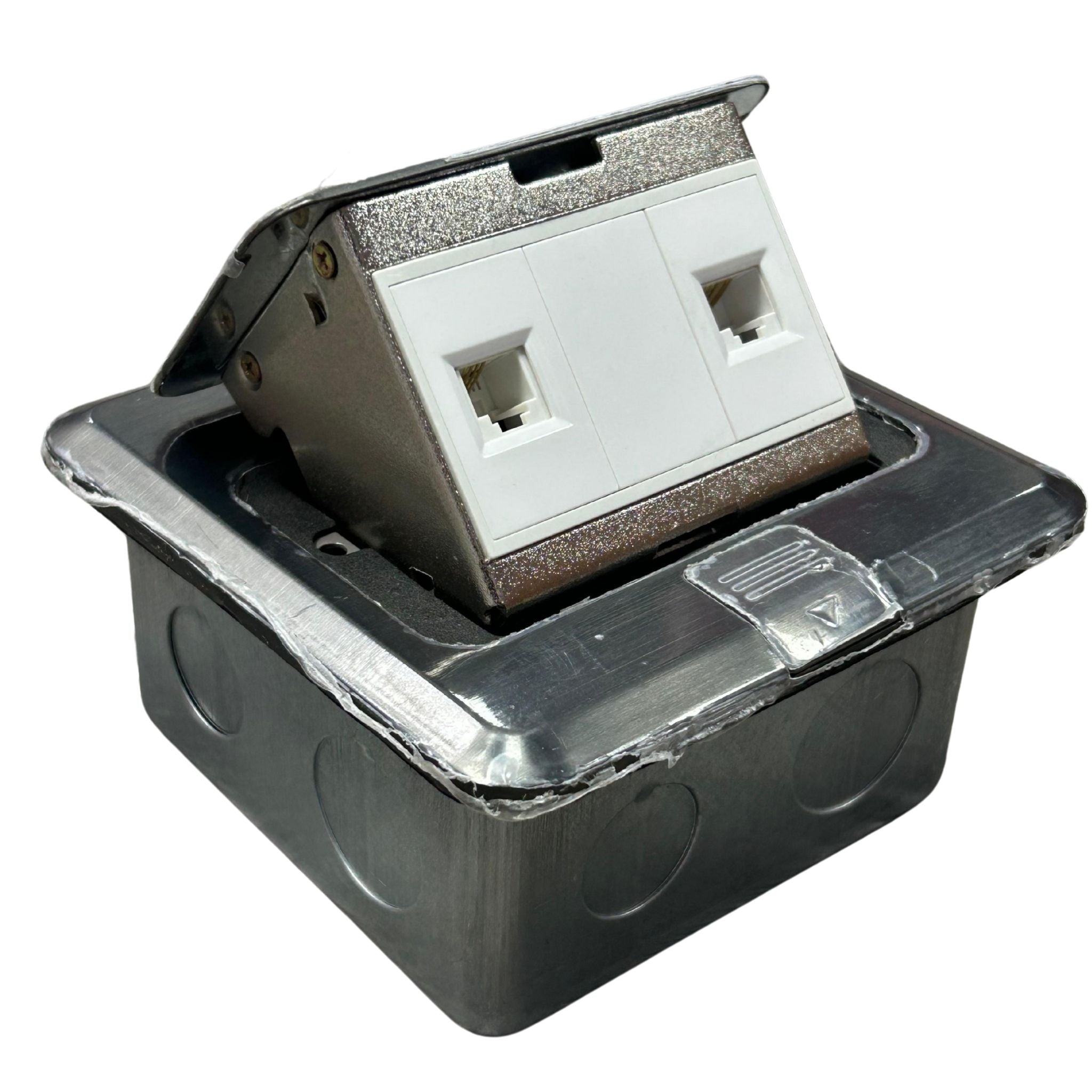 Caja empotrable en piso con salida de teléfono y datos - LA CASA DEL TELEFONO