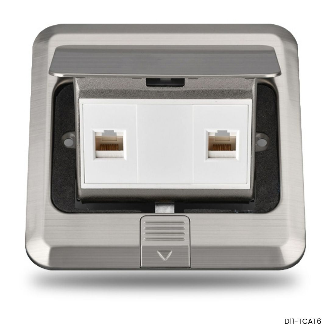 Caja de piso empotrable acero inoxidable 2 keystone Cat6