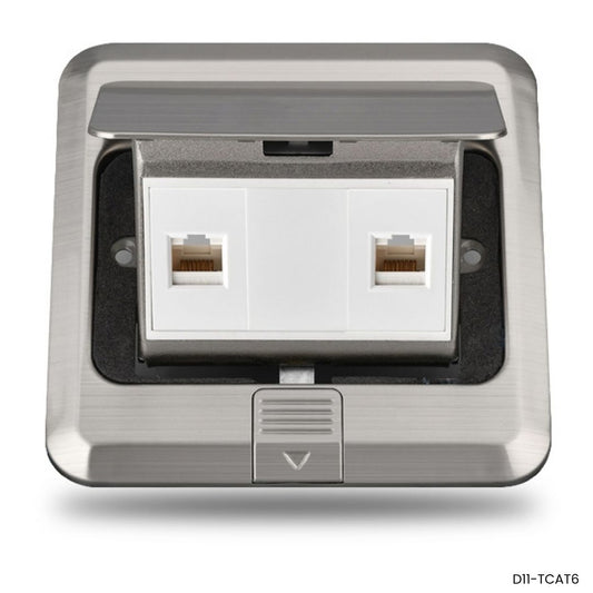 Caja de piso empotrable acero inoxidable 2 keystone Cat6