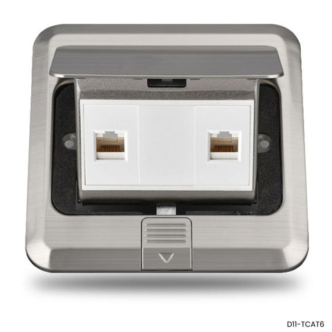Caja de piso empotrable acero inoxidable 2 keystone Cat6