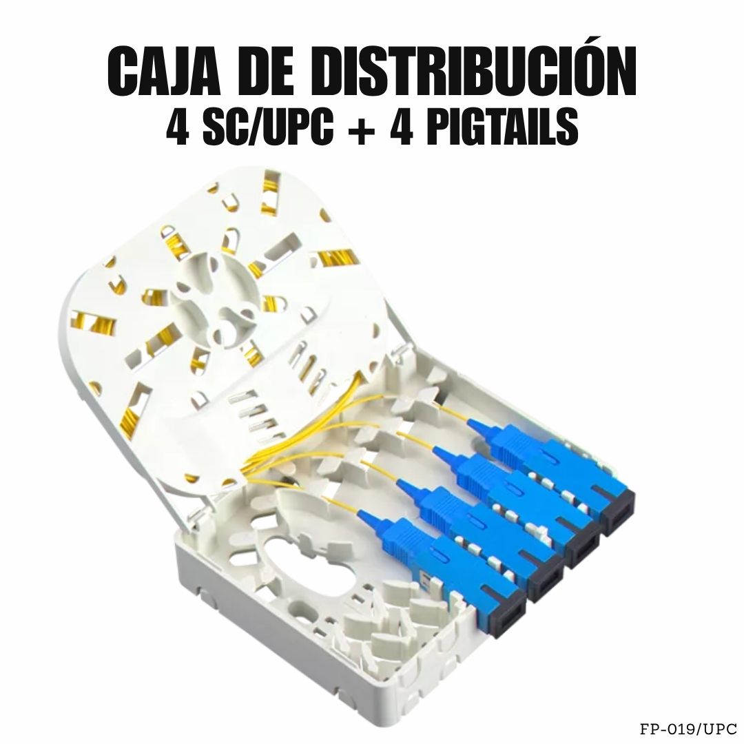 Caja terminal de fibra óptica FP-019/UPC kit 4 puertos SC/UPC monomodo