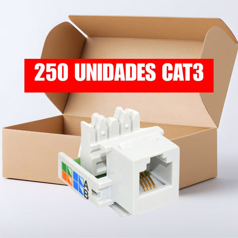 Caja de Keystone jack CAT3 para teléfono (250 unidades, color blanco)