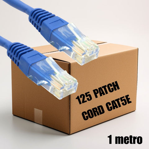 Cable de red Patch Cord UTP Cat5e de 1 metro, color azul (Caja de 125 unidades)