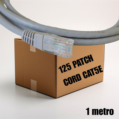 Cable de red Patch Cord UTP Cat5e de 1 metro, color gris (Caja de 125 unidades)