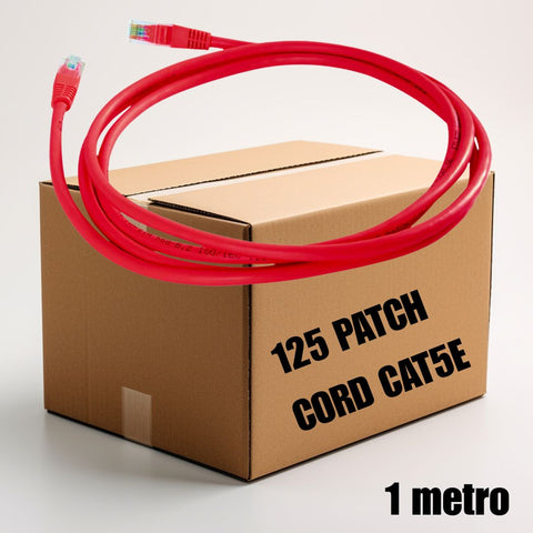 Cable de red Patch Cord UTP Cat5e de 1 metro, color rojo (Caja de 125 unidades)