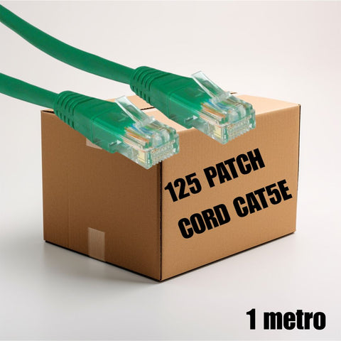 Cable de red Patch Cord UTP Cat5e de 1 metro, color verde (Caja de 125 unidades)