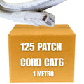 Patch Cord UTP Cat6 de 1 metro color blanco (Caja de 125 unidades)