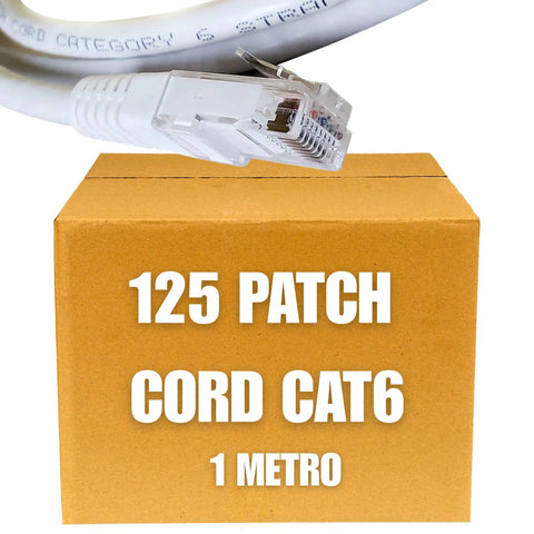 Patch Cord UTP Cat6 de 1 metro color blanco (Caja de 125 unidades)