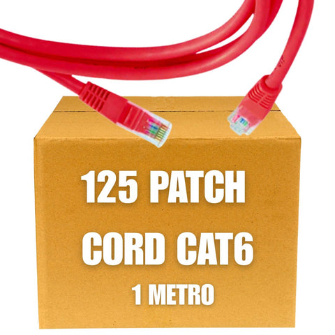 Patch Cord UTP Cat6 de 1 metro color rojo (Caja de 125 unidades)