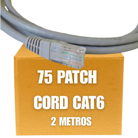 Patch Cord UTP Cat6 de 2 metros color gris (Caja de 75 unidades)