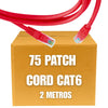 Patch Cord UTP Cat6 de 2 metros color rojo (Caja de 75 unidades)