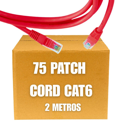 Patch Cord UTP Cat6 de 2 metros color rojo (Caja de 75 unidades)