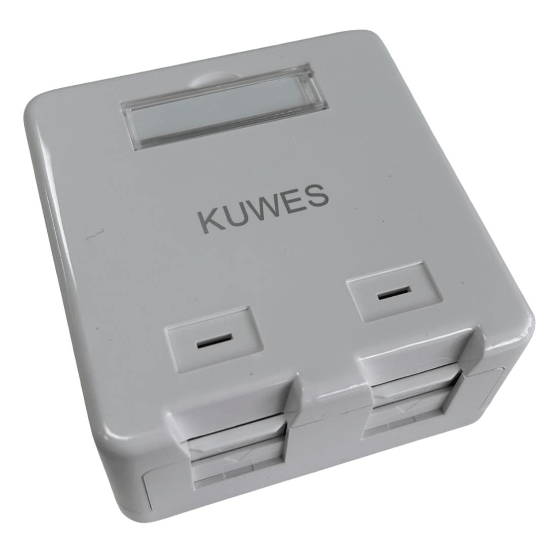 Cajilla de red de 2 puertos con obturador Kuwes AKE341-2 - LA CASA DEL TELEFONO