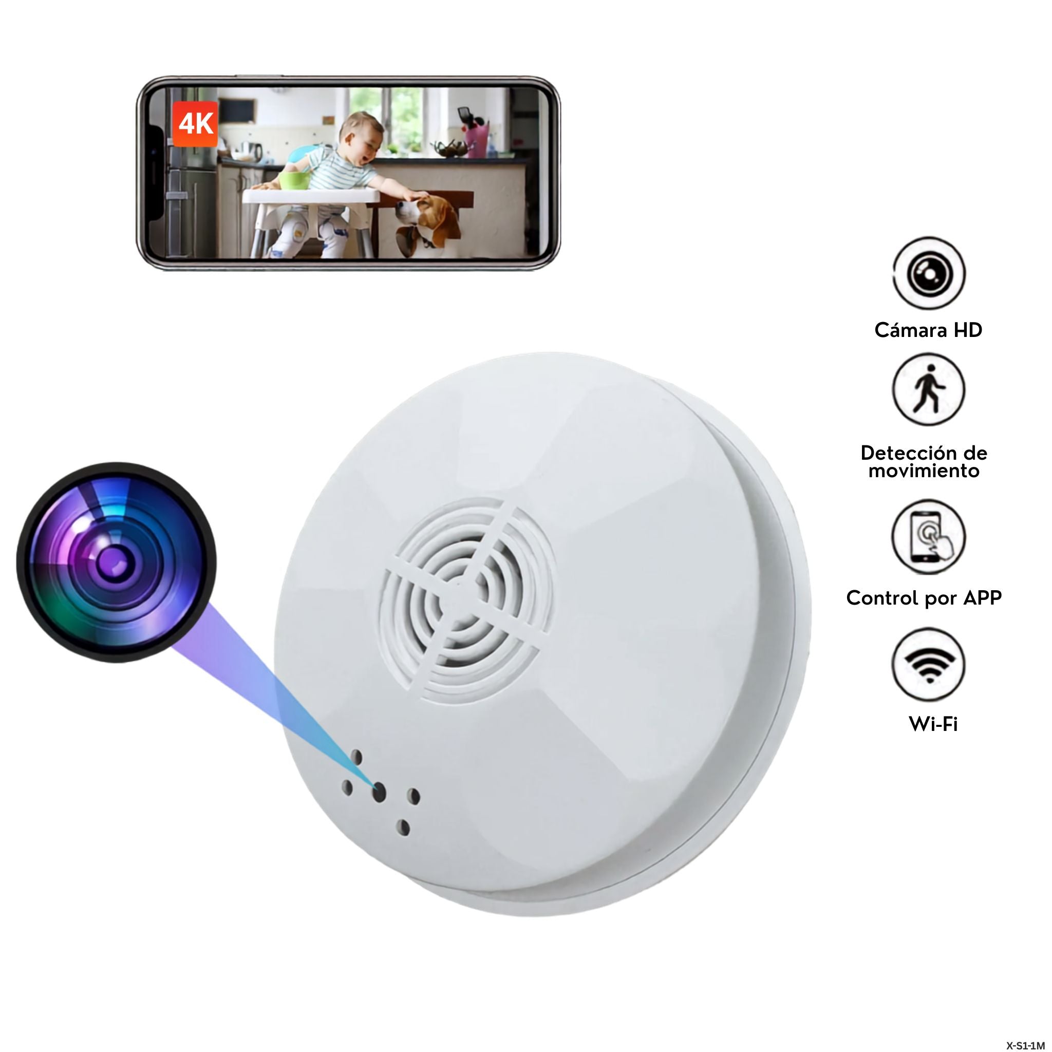 Cámara oculta detector de humo ULAR para vigilancia discreta 