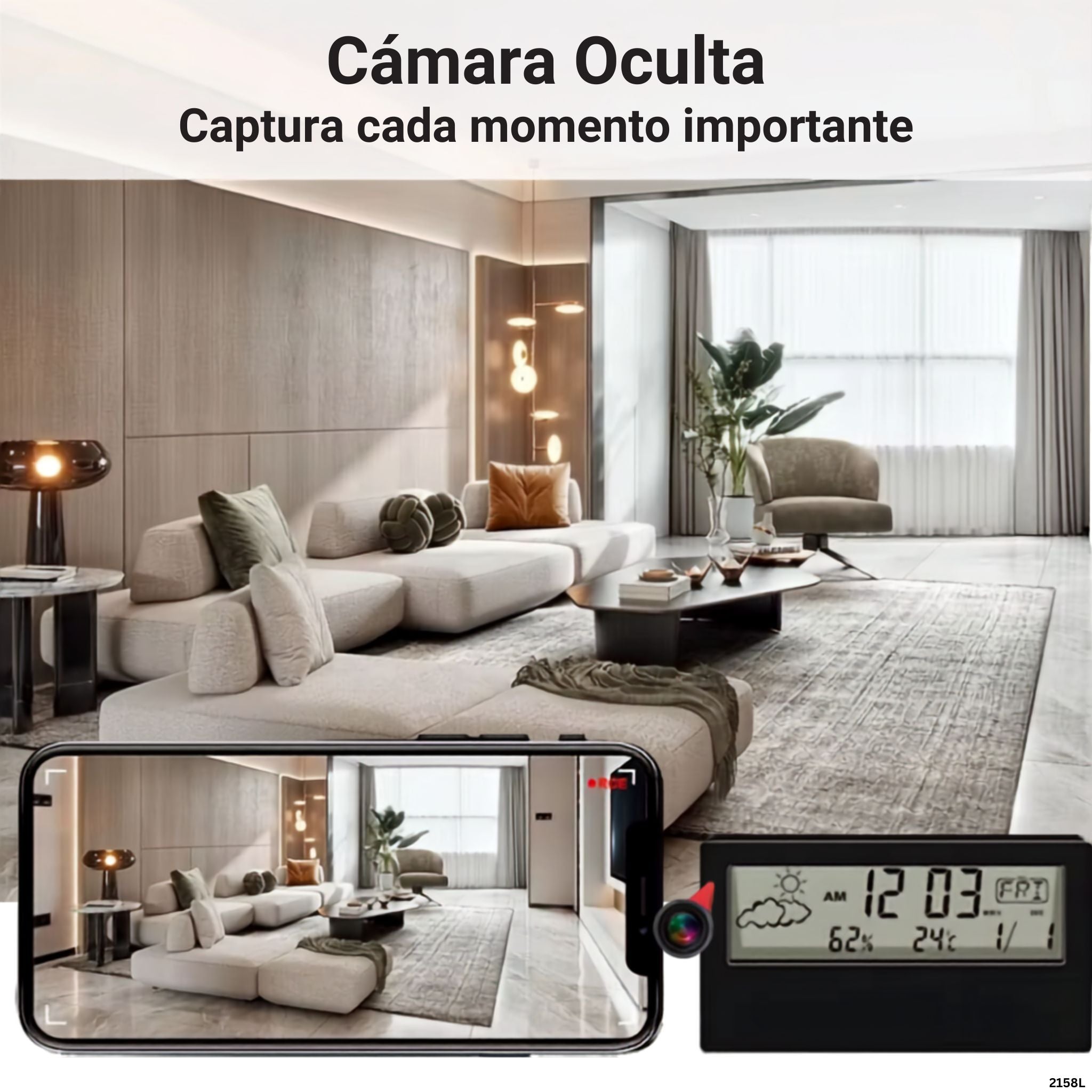 Cámara oculta reloj WiFi para vigilancia discreta 