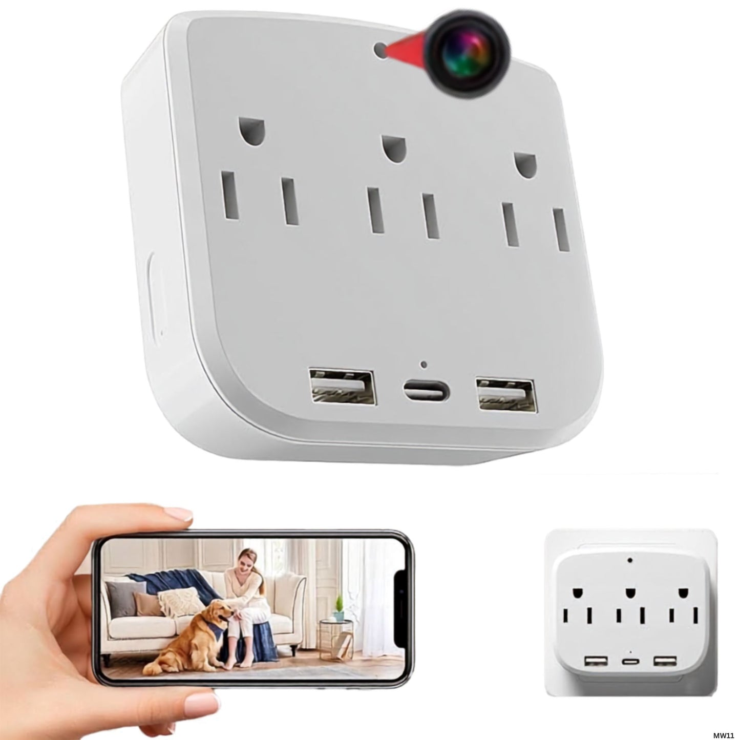 Cámara oculta ULAR MW11 en toma corriente con carga USB 
