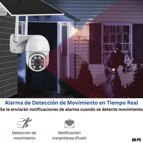 Cámara de Seguridad Solar PTZ 3MP HD exterior Tuya App